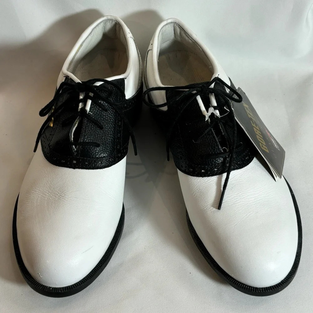 REEBOK Sz 7.5 Hexalite Black White Gortex GOLF Saddle Shoes NEW WITH TAG